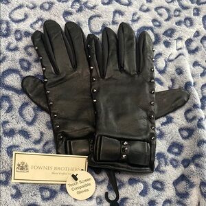 Black studded leather gloves